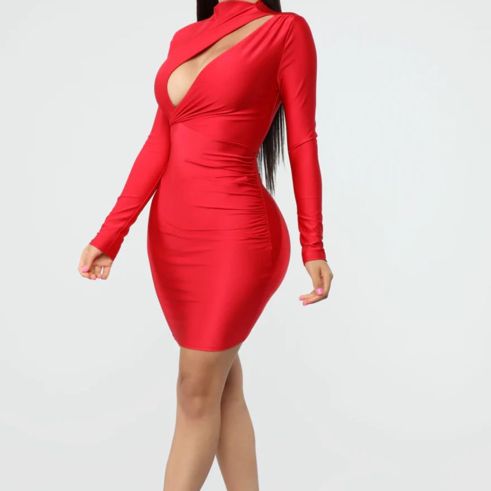 Fashion Nova Only Here Tonight Red Cut Out Dress